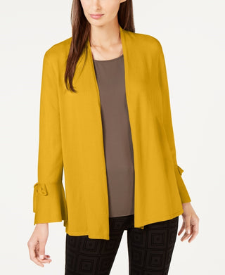 Alfani Women's Tie Sleeve Cardigan Yellow Size Large
