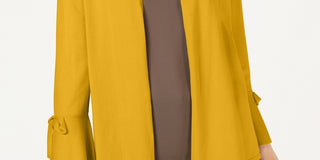 Alfani Women's Tie Sleeve Cardigan Yellow Size Large