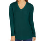 Charter Club Women's V Neck Sweater Green Size Large