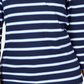 Karen Scott Women's Sport Floral Yoke Striped Top Blue Size Small