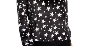 Love Tribe Junior's Star Print Plush Hoodie Black Size X-Large