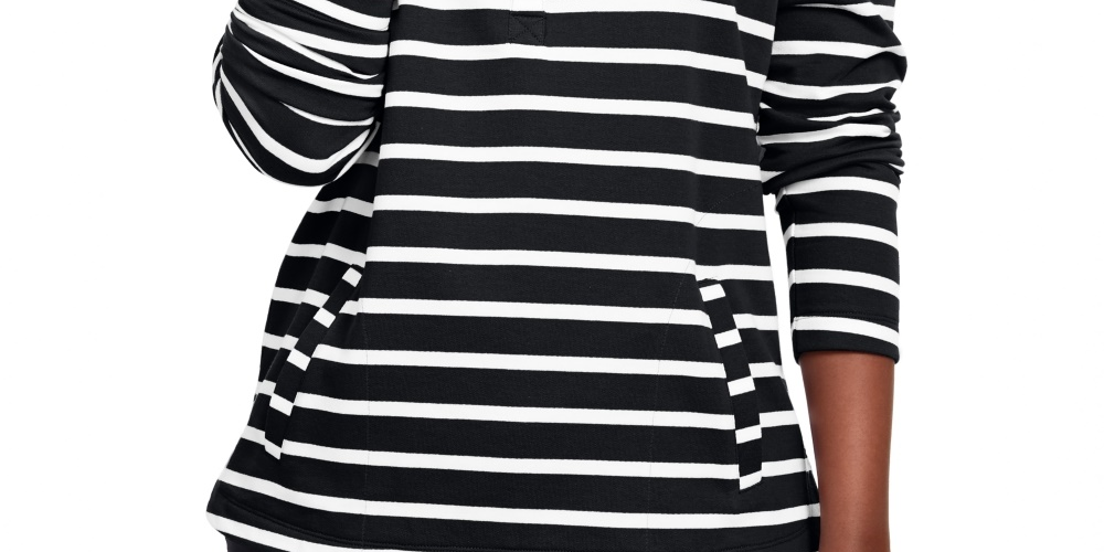 Karen Scott Women's Sport Striped Mock Neck Top  Black Size X-Small