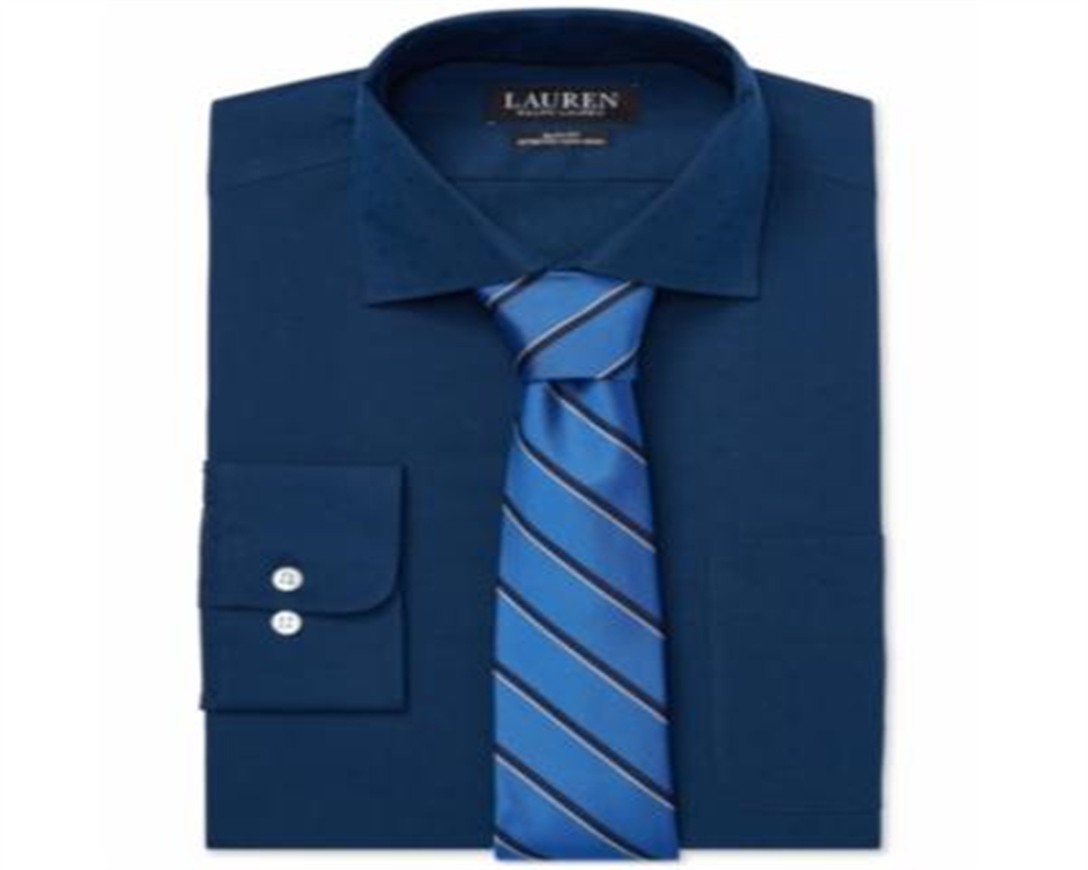 Ralph Lauren Men's Slim Fit No Iron Dress Shirt Blue Size 15X34-35