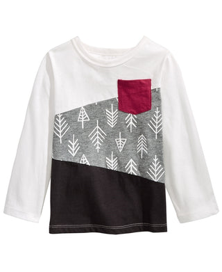First Impressions Kid's Baby Boys Cotton Long Sleeve Colorblocked T-Shirt White Size 18