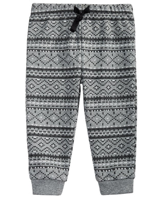 First Impressions Kid's Toddler Boys Fair Isle Print Cotton Jogger Pants Gray Size 2T