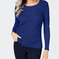 Karen Scott Women's Marled Cotton Cable Knit Sweater Blue Size Petite Small