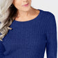 Karen Scott Women's Marled Cotton Cable Knit Sweater Blue Size Petite Small