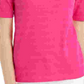 Charter Club Women's Cotton Texture Striped Elbow Sleeve Top Pink Size Medium