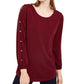 NY Collection Women's Split Sleeve Top Red Size Petite Medium