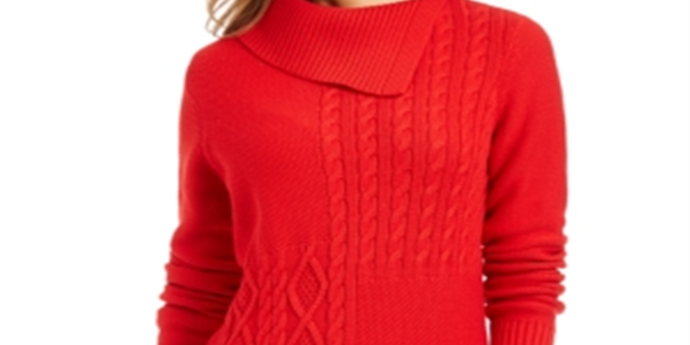 Charter Club Women's Long Sleeve Sweater Red Size Petite Small
