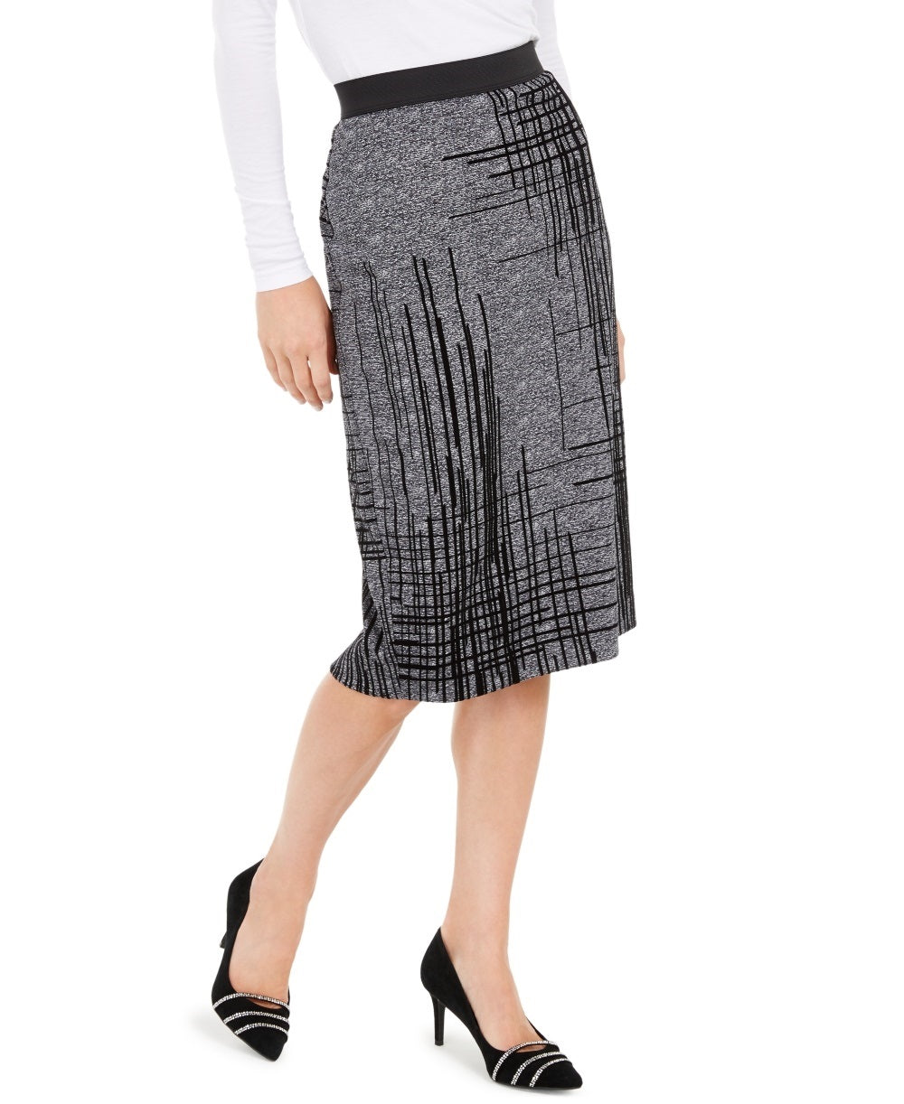 Alfani Women's Flocked Pencil Skirt Black Size Medium