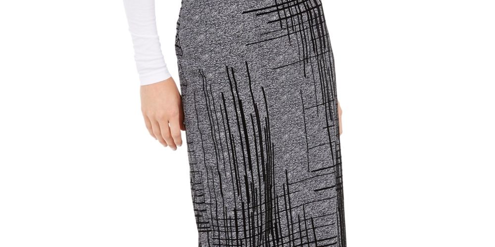 Alfani Women's Flocked Pencil Skirt Black Size Medium