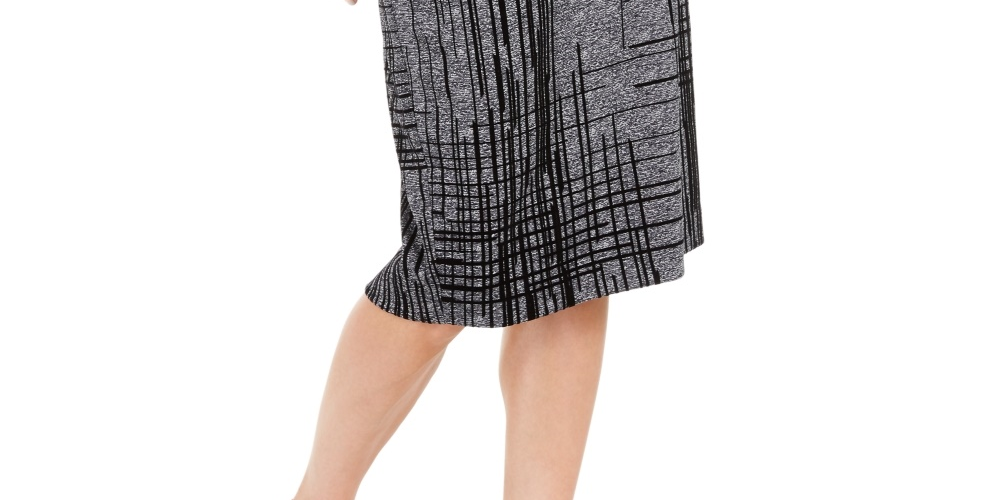 Alfani Women's Flocked Pencil Skirt Black Size Medium