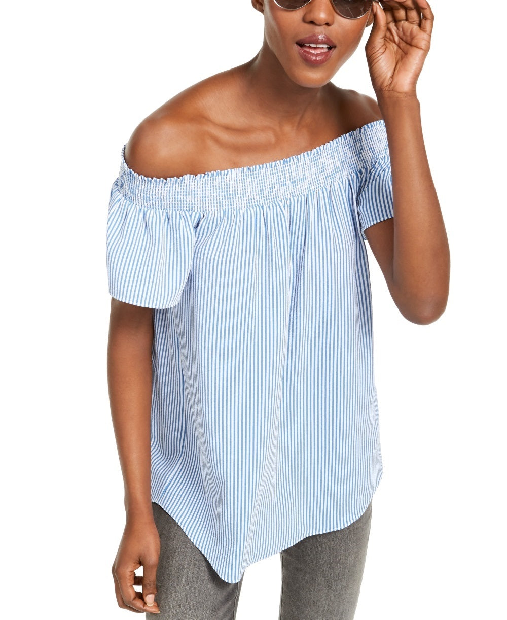 Michael Kors Women's Striped Off The Shoulder Top White Size XX-Large