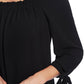 CeCe Women's Ruched Neck Tie Sleeve Top -Green Size X-Large