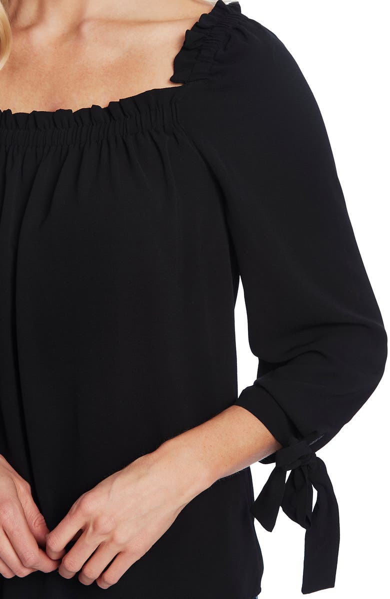 CeCe Women's Ruched Neck Tie Sleeve Top -Green Size X-Large