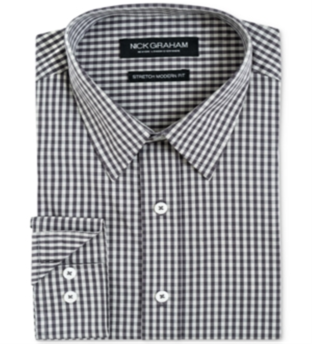 Nick Men's Slim Fit Gingham Shirt Gray Size L