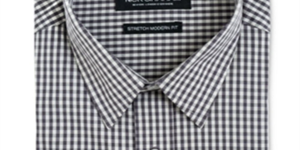 Nick Men's Slim Fit Gingham Shirt Gray Size L