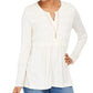 Style & Co Women's Lace Front Draped Top White Size X-Small