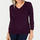 Karen Scott Women's V Neck Sweater Purple Size Petite S/M
