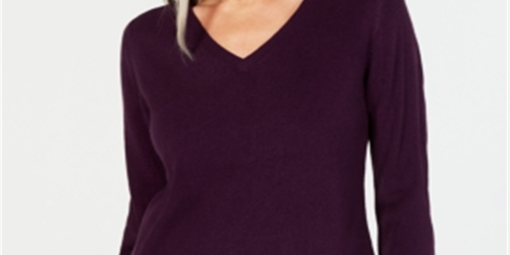 Karen Scott Women's V Neck Sweater Purple Size Petite S/M