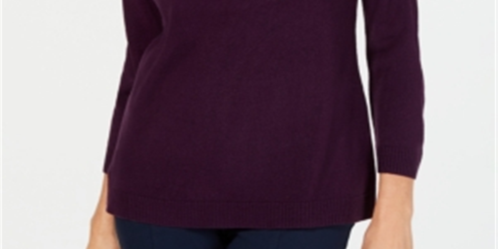 Karen Scott Women's V Neck Sweater Purple Size Petite S/M