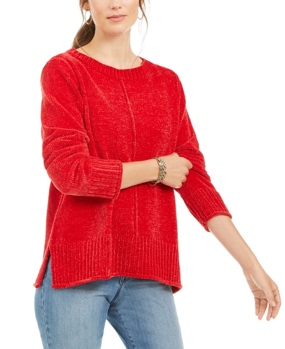 Style & Co Women's Chenille Sweater Red Size Petite Small