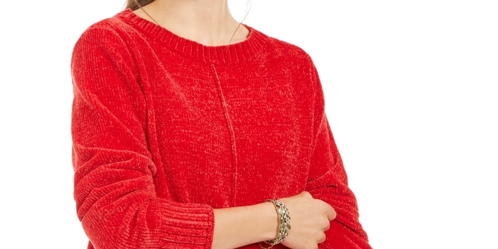 Style & Co Women's Chenille Sweater Red Size Petite Small