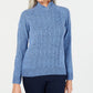 Karen Scott Women's Textured  Knitted Long Sleeve Turtle Neck Sweater Blue Size Petite Small