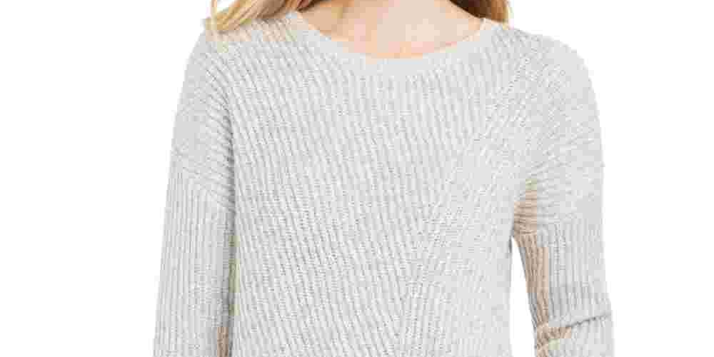 Style & Co Women's Ribbed Drop Shoulder Sweater Beige Size Large