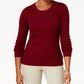 Karen Scott Women's Cable Knit Scoop Neck Sweater Red Size Petite X-Large