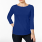 Charter Club Women's Pima Cotton Button Shoulder Top Blue Size Petite XL