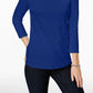 Charter Club Women's Pima Cotton Button Shoulder Top Blue Size Petite Small