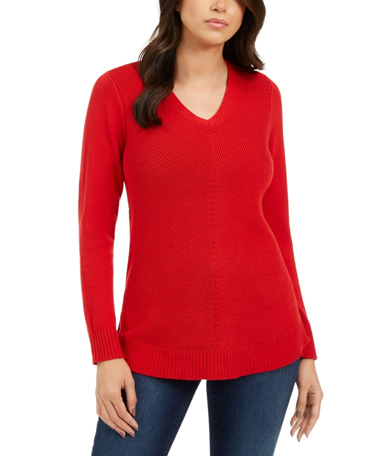 Charter Club Women's V Neck Sweater Red Size Large