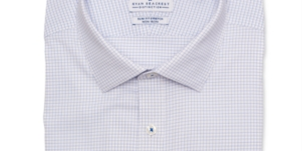 Ryan Seacrest Distinction Men's Ultimate Active Slim Fit Non Iron Performance Stretch Graph Check Dress Shirt Blue Size 18-36/37
