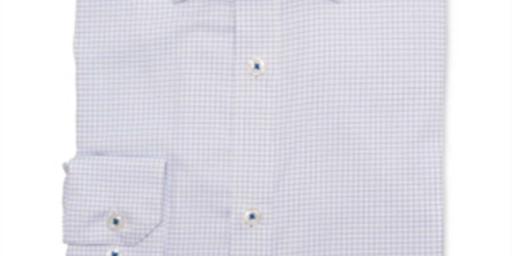 Ryan Seacrest Distinction Men's Ultimate Active Slim Fit Non Iron Performance Stretch Graph Check Dress Shirt Blue Size 18-36/37