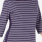 Karen Scott Women's Cotton Striped Vented Hem Top Purple Size Large