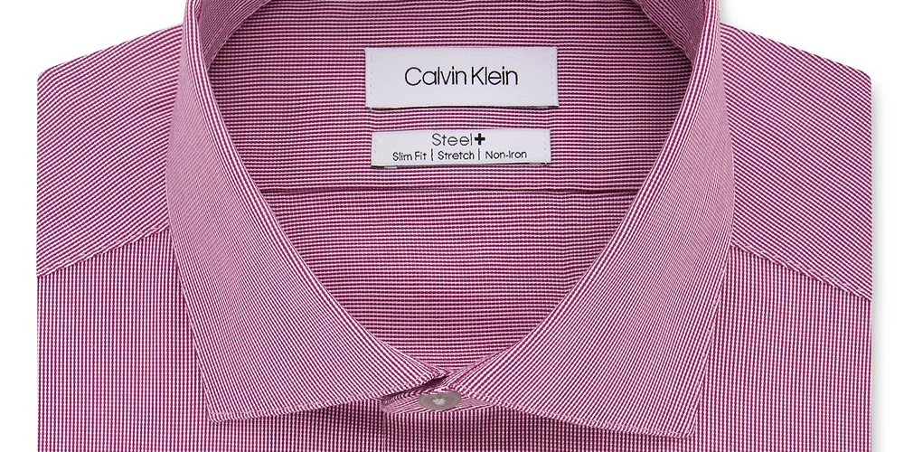 Calvin Klein Men's Slim Fit Non Iron Stretch Performance Dress Shirt Pink Size 16X32X33