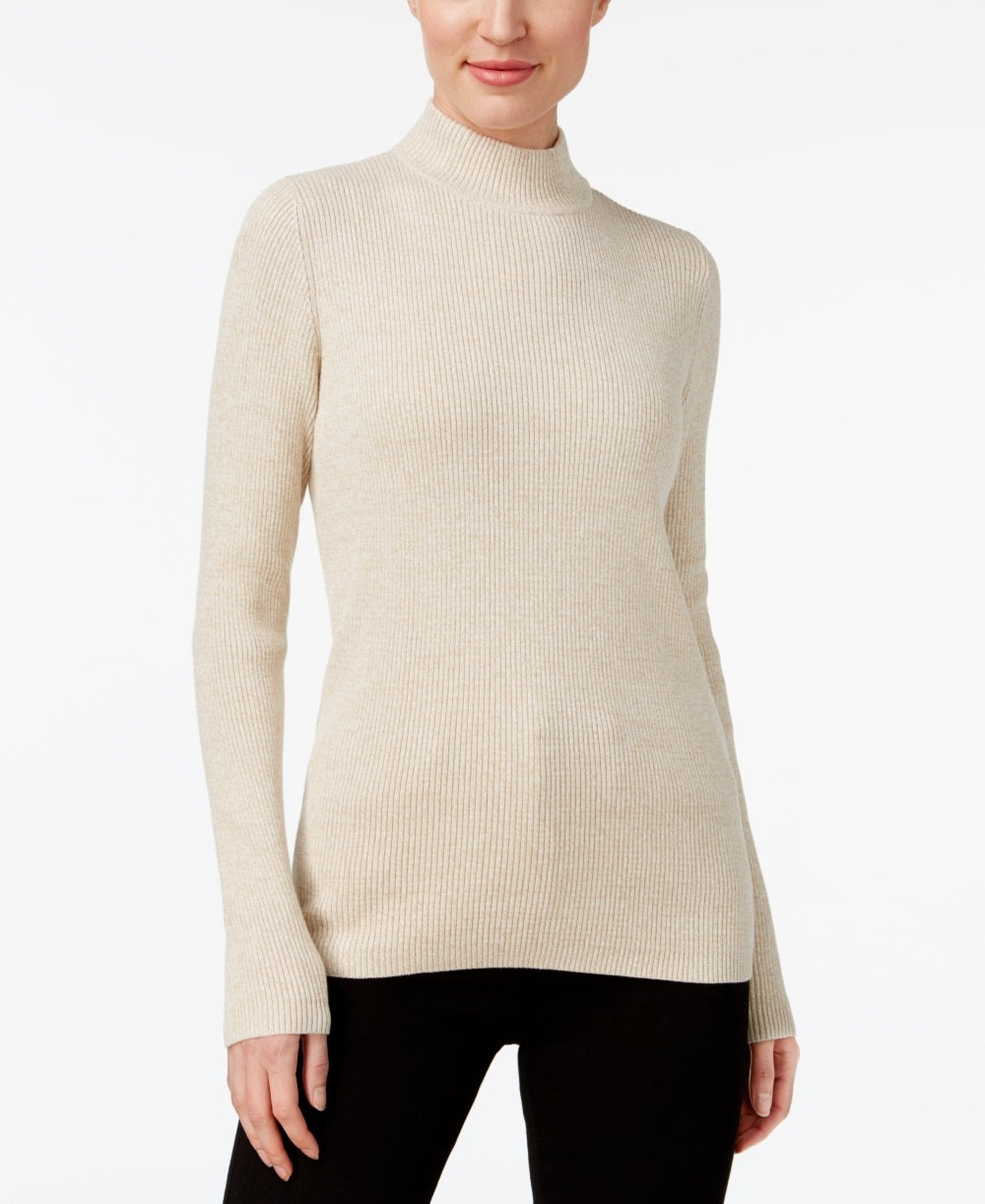 Karen Scott Women's Cotton Mock Neck Sweater  Brown Size XX-Large