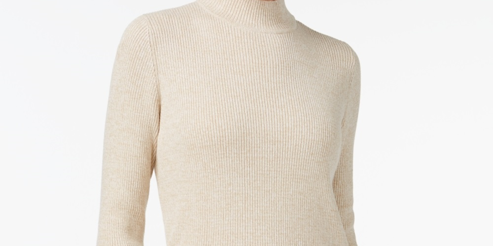 Karen Scott Women's Cotton Mock Neck Sweater  Brown Size XX-Large