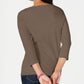 Karen Scott Women's Solid 3/4 Sleeve Henley Top Brown Size Medium