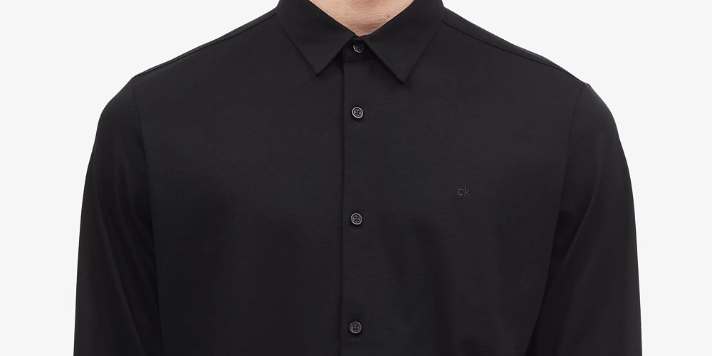 Calvin Klein Men's Slim Fit French Placket Shirt Black Size XX-Large