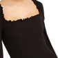 Bar III Women's Smocked Square Neck Top Black Size XX-Large