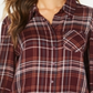 Style & Co Women's Cotton Tab Sleeve Plaid Shirt Berry Multi Size Petite XL