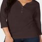 Karen Scott Women's Cotton Henley Top Chocolate  Size Large