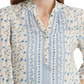 Lucky Brand Women's Megan Floral Popover Shirt  White Size X-Small