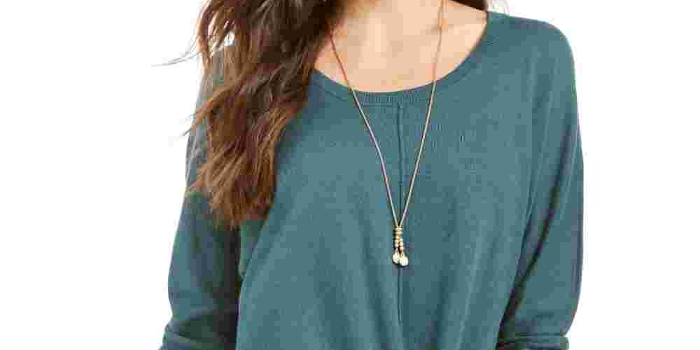 Style & Co Women's Tie Front Sweater Green Size Medium