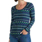 Lucky Brand Women's Fair Isle Thermal Top Green Size Large