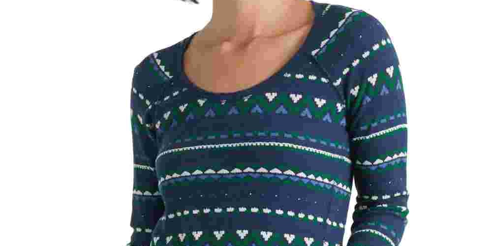 Lucky Brand Women's Fair Isle Thermal Top Green Size Large