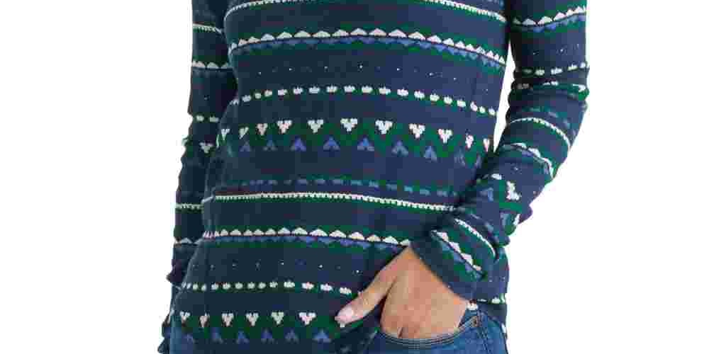 Lucky Brand Women's Fair Isle Thermal Top Green Size Large